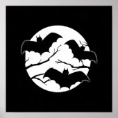 Vampire Bats Bäume Silhouette Vollmond Halloween Poster (Vorne)