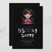 Vampire Bats Bow Krawatte Modernes Minimalistische Einladung (Vorne/Hinten)