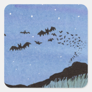 Vampire Bats Halloween Quadratischer Aufkleber