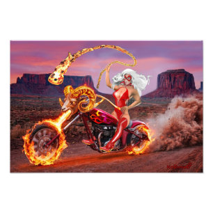 Vampire-Biker-Babe – Mitternachts-Gothic-Rebellin Fotodruck