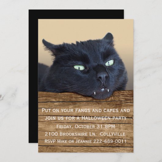 Vampire Black Cat Halloween-Party Einladung (Vorne/Hinten)