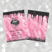 Vampire Black Glitzer Lips Adult Halloween Pink Einladung