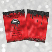 Vampire Black Glitzer Lips Adult Halloween Rot Einladung