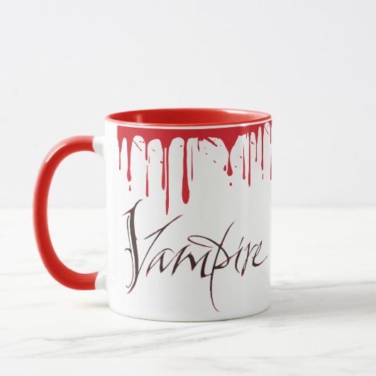 Vampire Blood Morning Coffee Halloween Buchstaben Tasse (Links)