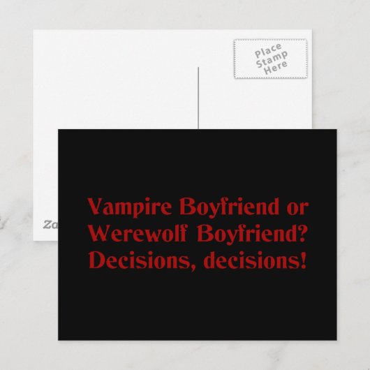 Vampire Boyfriend oder Werewolf Boyfriend Postkarte (Vorne/Hinten)