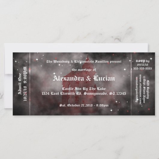 Vampire Castle Gothic Wedding Ticket Einladungen (Vorderseite)