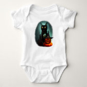 Vampire Cat and Wizard Pumpkin Halloween Surreal Baby Strampler (Vorderseite)