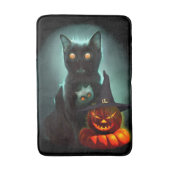 Vampire Cat and Wizard Pumpkin Halloween Surreal Badematte (Vorderseite Vertikal)