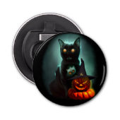 Vampire Cat and Wizard Pumpkin Halloween Surreal Flaschenöffner (Vorderseite)