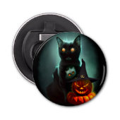 Vampire Cat and Wizard Pumpkin Halloween Surreal Flaschenöffner (Vorderseite)