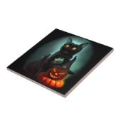Vampire Cat and Wizard Pumpkin Halloween Surreal Fliese (Seite)