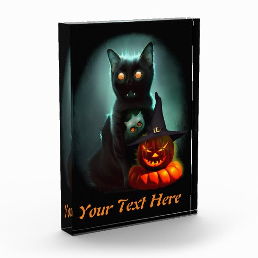 Vampire Cat and Wizard Pumpkin Halloween Surreal Fotoblock (Links)