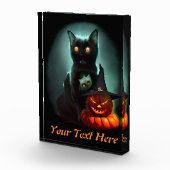 Vampire Cat and Wizard Pumpkin Halloween Surreal Fotoblock (Rechts)