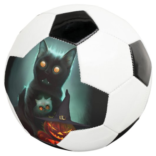 Vampire Cat and Wizard Pumpkin Halloween Surreal Fußball (Dreiviertel)