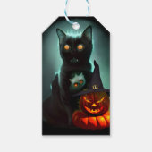 Vampire Cat and Wizard Pumpkin Halloween Surreal Geschenkanhänger (Vorderseite)
