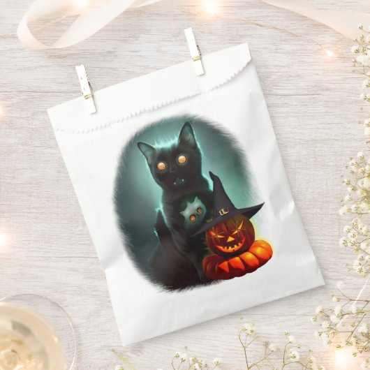 Vampire Cat and Wizard Pumpkin Halloween Surreal Geschenktütchen (Ausgeschnitten)