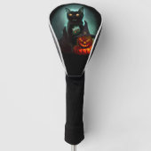 Vampire Cat and Wizard Pumpkin Halloween Surreal Golf Headcover (Vorderseite)