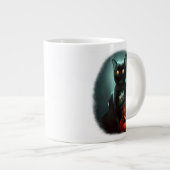 Vampire Cat and Wizard Pumpkin Halloween Surreal Jumbo-Tasse (Vorderseite Rechts)
