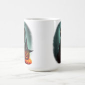 Vampire Cat and Wizard Pumpkin Halloween Surreal Kaffeetasse (Mittel)