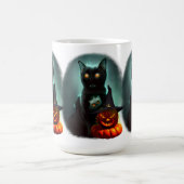 Vampire Cat and Wizard Pumpkin Halloween Surreal Kaffeetasse (Mittel)