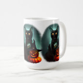 Vampire Cat and Wizard Pumpkin Halloween Surreal Kaffeetasse (VorderseiteRechts)