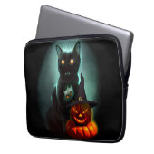 Vampire Cat and Wizard Pumpkin Halloween Surreal Laptopschutzhülle (Vorderseite Links)