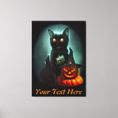 Vampire Cat and Wizard Pumpkin Halloween Surreal Leinwanddruck (Vorderseite)