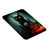 Vampire Cat and Wizard Pumpkin Halloween Surreal Magnet (Rechte Seite)