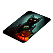Vampire Cat and Wizard Pumpkin Halloween Surreal Magnet (Linke Seite)