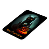 Vampire Cat and Wizard Pumpkin Halloween Surreal Magnet (Linke Seite)