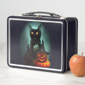 Vampire Cat and Wizard Pumpkin Halloween Surreal Metall Brotdose (Beispiel)