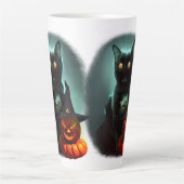 Vampire Cat and Wizard Pumpkin Halloween Surreal Milchtasse (Vorderseite)