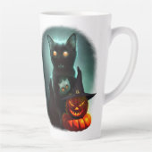 Vampire Cat and Wizard Pumpkin Halloween Surreal Milchtasse (Rechts)