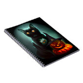 Vampire Cat and Wizard Pumpkin Halloween Surreal Notizblock (Rechte Seite)