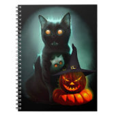 Vampire Cat and Wizard Pumpkin Halloween Surreal Notizblock (Vorderseite)