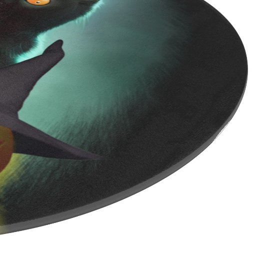Vampire Cat and Wizard Pumpkin Halloween Surreal Schneidebrett (Ecke)