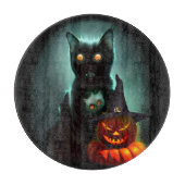 Vampire Cat and Wizard Pumpkin Halloween Surreal Schneidebrett (Vorderseite)