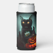 Vampire Cat and Wizard Pumpkin Halloween Surreal Selters Dosenkühler (Seltzer Vorderseite)