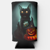 Vampire Cat and Wizard Pumpkin Halloween Surreal Selters Dosenkühler (Vorderseite)