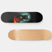 Vampire Cat and Wizard Pumpkin Halloween Surreal Skateboard (Horizontal)