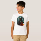 Vampire Cat and Wizard Pumpkin Halloween Surreal T-Shirt (Vorne ganz)