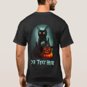 Vampire Cat and Wizard Pumpkin Halloween Surreal T-Shirt (Rückseite)