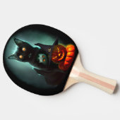 Vampire Cat and Wizard Pumpkin Halloween Surreal Tischtennis Schläger (Seitenansicht)