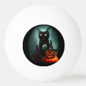 Vampire Cat and Wizard Pumpkin Halloween Surreal Tischtennisball (Vorderseite)