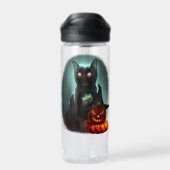 Vampire Cat and Wizard Pumpkin Halloween Surreal Trinkflasche (Rückseite)