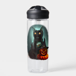 Vampire Cat and Wizard Pumpkin Halloween Surreal Trinkflasche