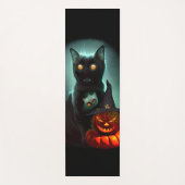 Vampire Cat and Wizard Pumpkin Halloween Surreal Yogamatte (Vorderseite)