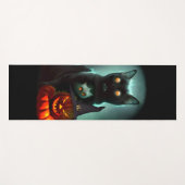 Vampire Cat and Wizard Pumpkin Halloween Surreal Yogamatte (Vorderseite (Horizontal))