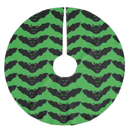 Vampire Cat Faced Bat Halloween-Baumrock Polyester Weihnachtsbaumdecke (Vorderseite)