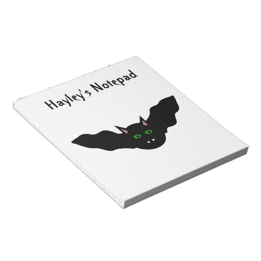 Vampire Cat Faced Bat Halloween benutzerdefinierba Notizblock (angewinkelt)